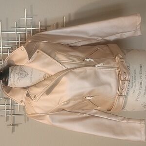 New G BY Giuliana Gold Champaign Faux Leather Biker Jacket Small